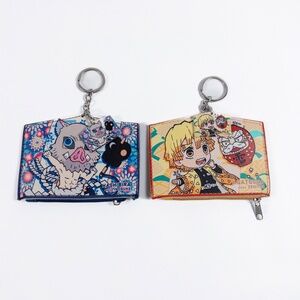 2PC Demon Slayer: Kimetsu no Yaiba Inosuke & Zenitsu Keychain Wallet/Coin Purse